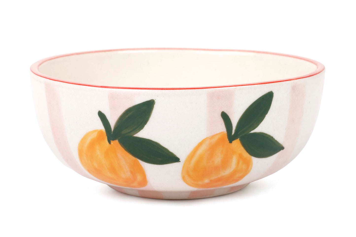 Ceramic Striped Orange Bowl Pink 5.5x2.5 Inches Set of 2 - Casa Amarosa