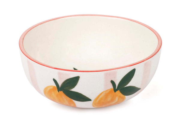 Ceramic Striped Orange Bowl Pink 5.5x2.5 Inches Set of 2 - Casa Amarosa