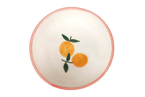 Ceramic Striped Orange Bowl Pink 5.5x2.5 Inches Set of 2 - Casa Amarosa