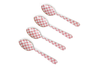 Pink Enamel Spoon Set of 4 5.4x1 Inches - Casa Amarosa