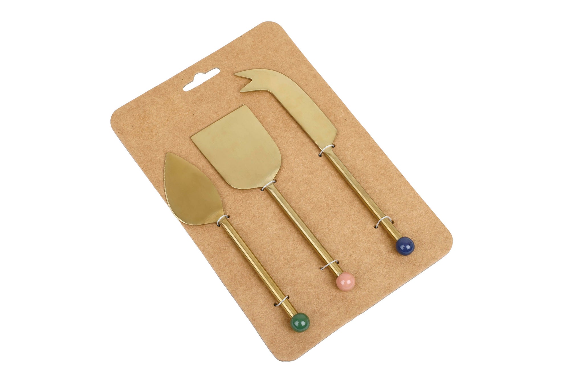 Brass Finish Cheese Knife Set , (Set of 3) - 6.5 x 2 Inches