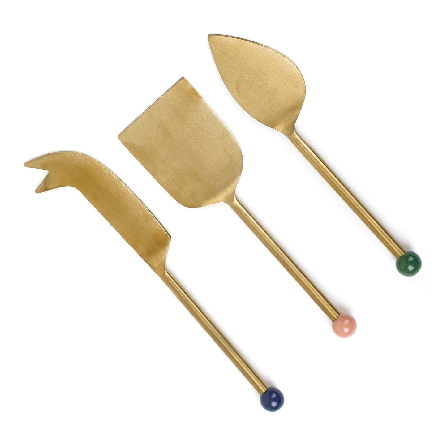 Brass Finish Cheese Knife Set , (Set of 3) - 6.5 x 2 Inches