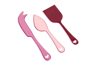 Enamel Cheese Knife Set Pink Set of 3 6.2x2 Inches - Casa Amarosa