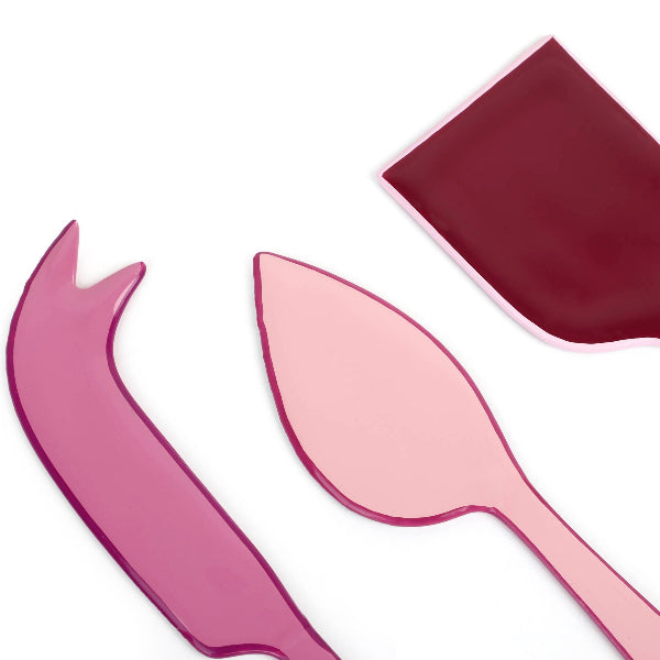Enamel Cheese Knife Set Pink Set of 3 6.2x2 Inches - Casa Amarosa