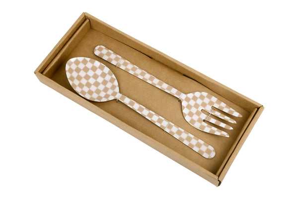 Peach Enamel Serving Spoons Set of 2 11x2.5 Inches - Casa Amarosa