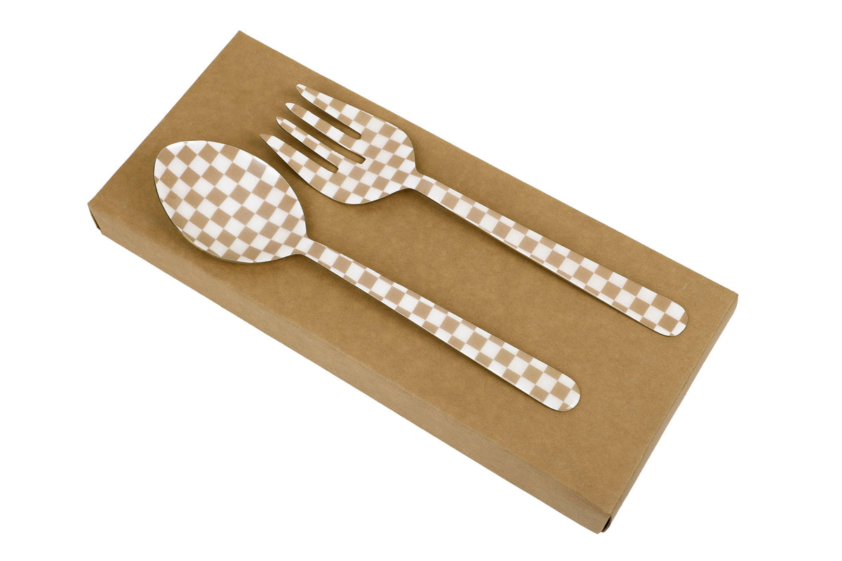 Peach Enamel Serving Spoons Set of 2 11x2.5 Inches - Casa Amarosa