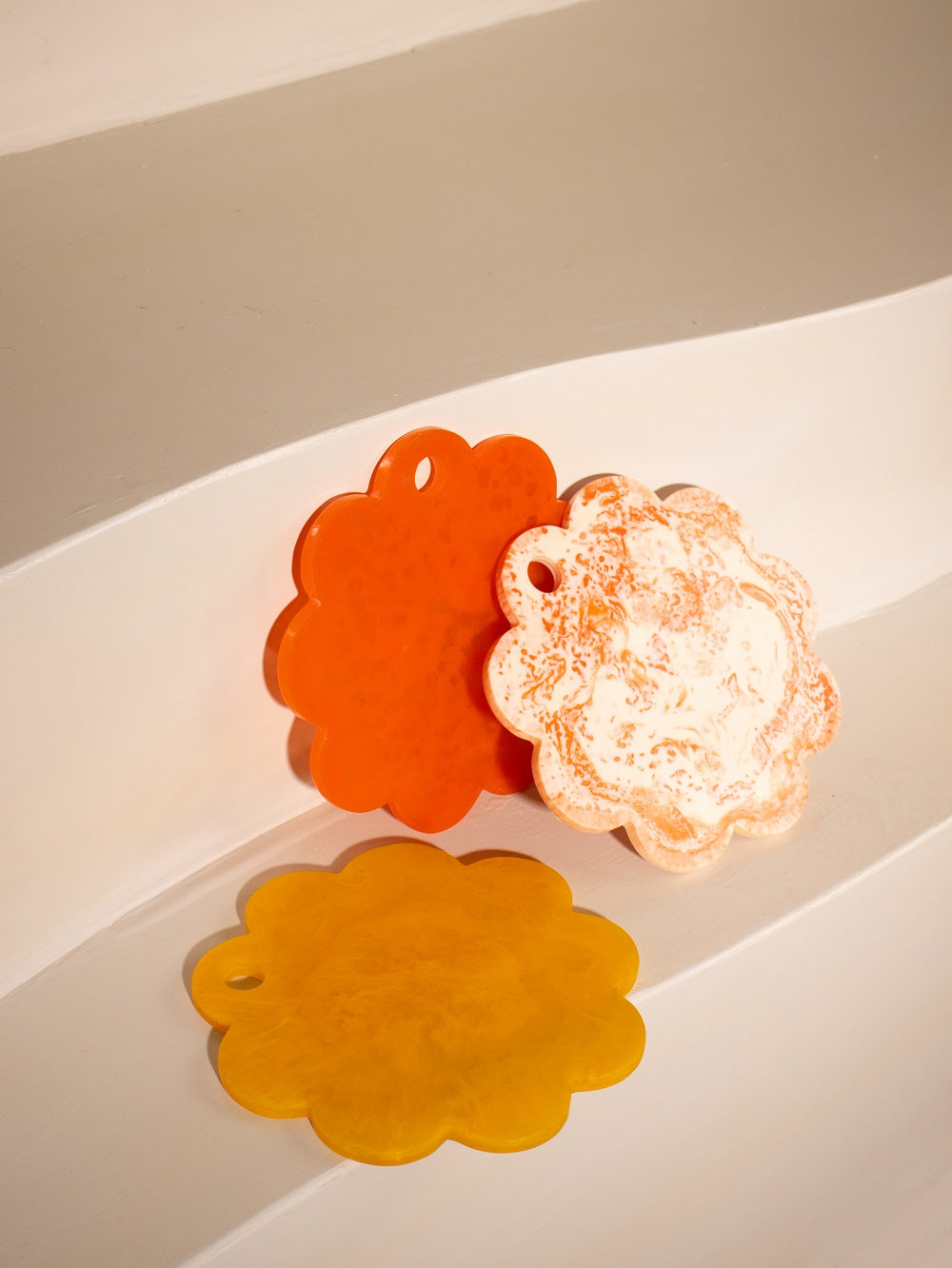Scallop Resin Cheese Charcuterie Board, Mustard