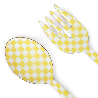 Yellow Enamel Salad Server Set of 2 11x2.5 Inches - Casa Amarosa
