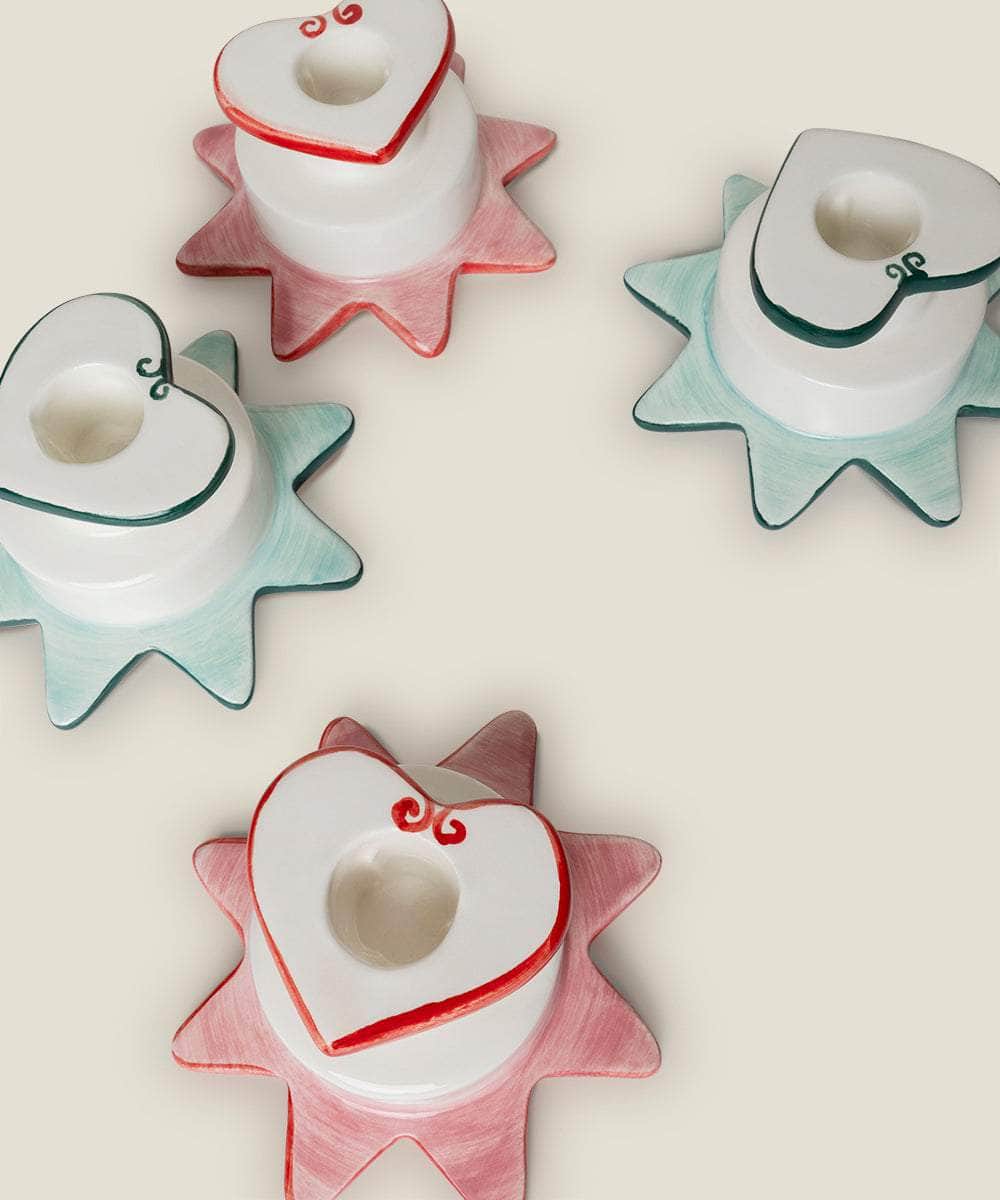 Load image into Gallery viewer, Star-Heart Candle Holder Red + Pink
