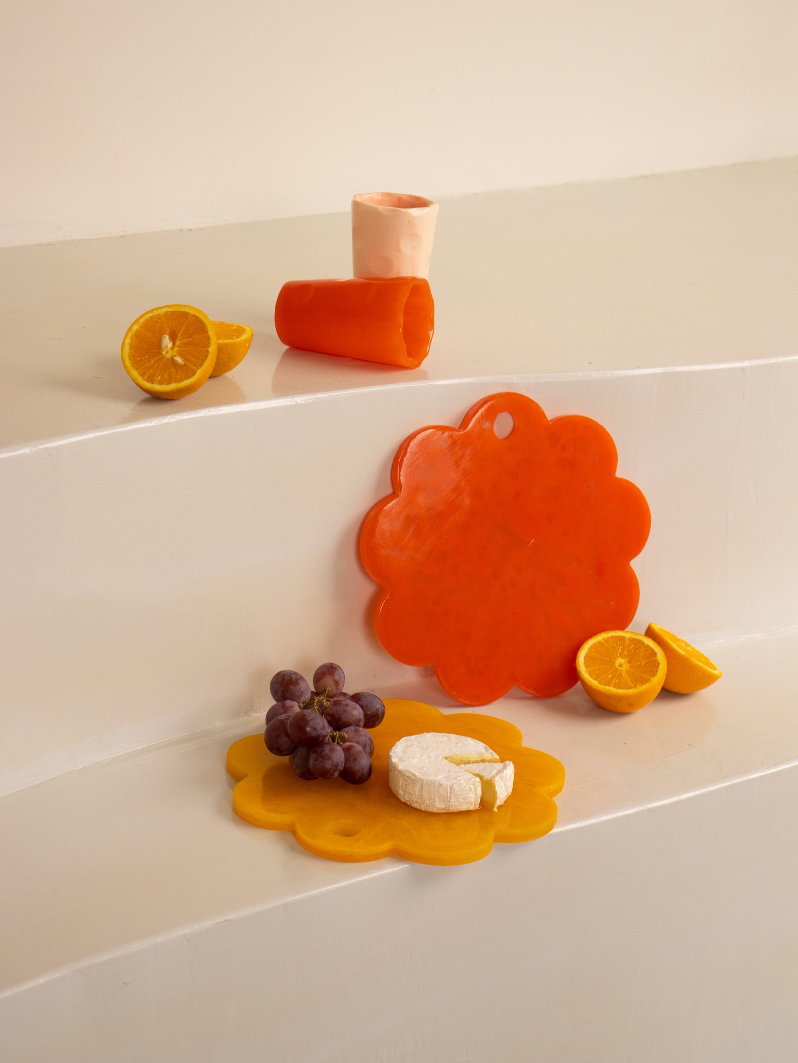 Scallop Resin Cheese Charcuterie Board, Orange