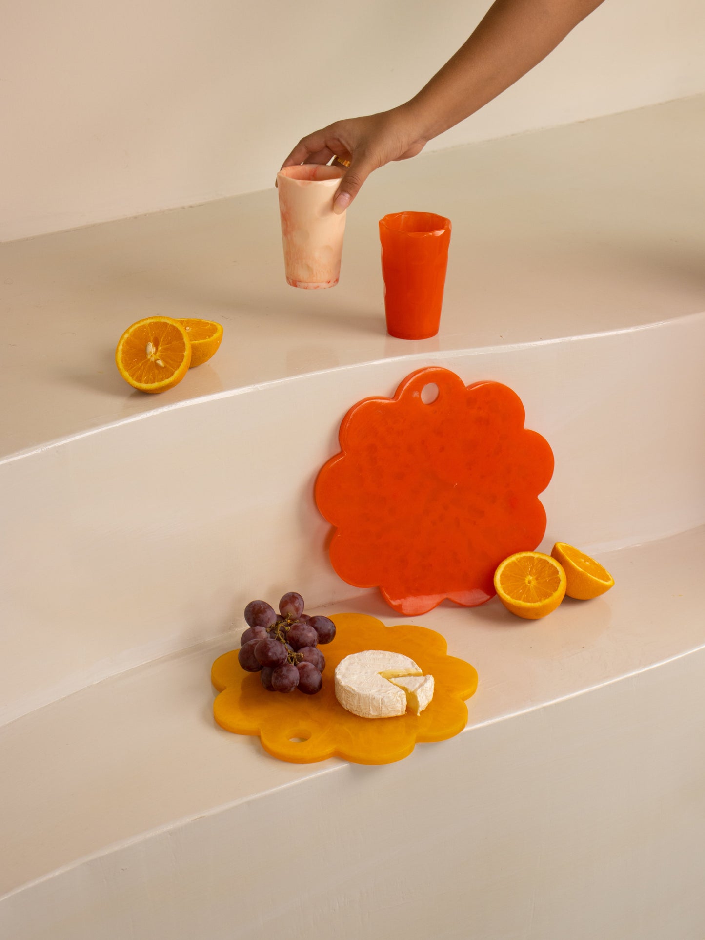 Scallop Resin Cheese Charcuterie Board, Orange
