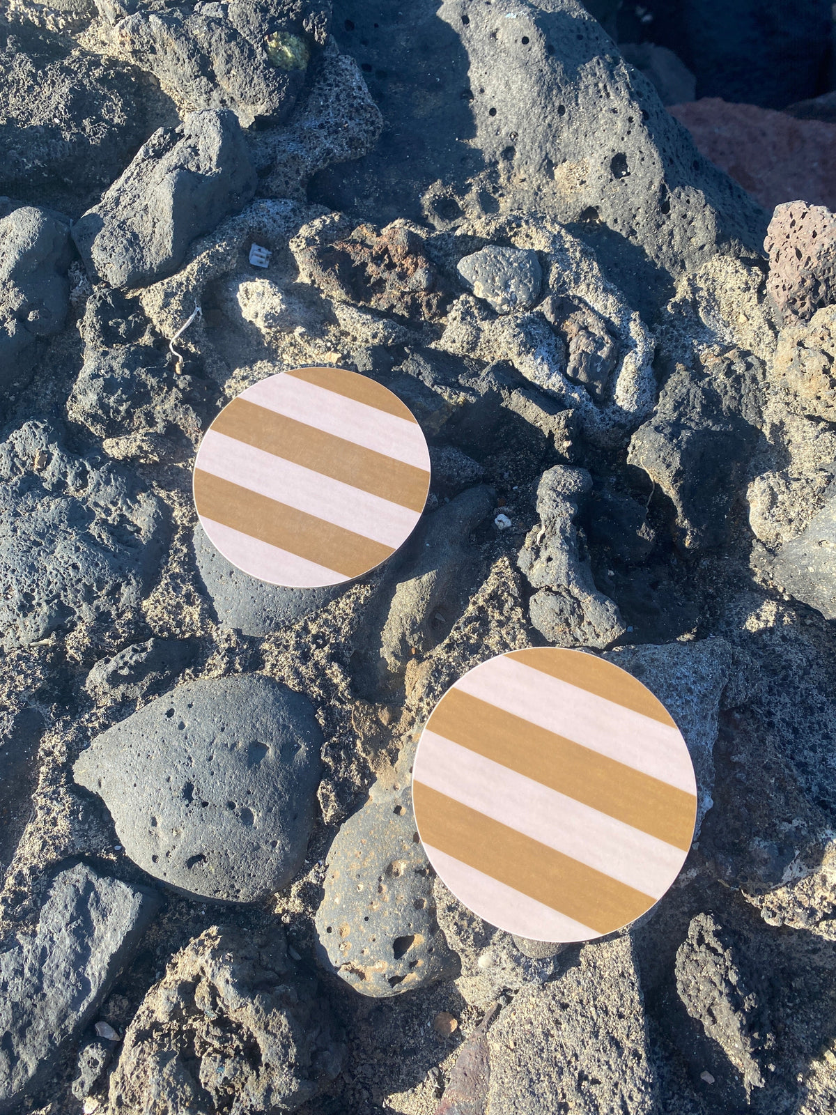 Set of 4 Ochre Stripe Coasters