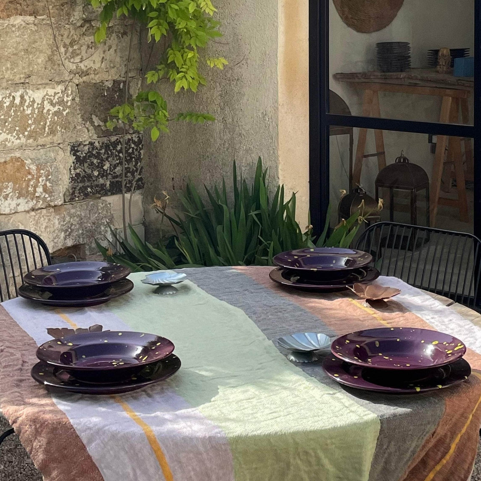 Multicoloured Linen Tablecloth