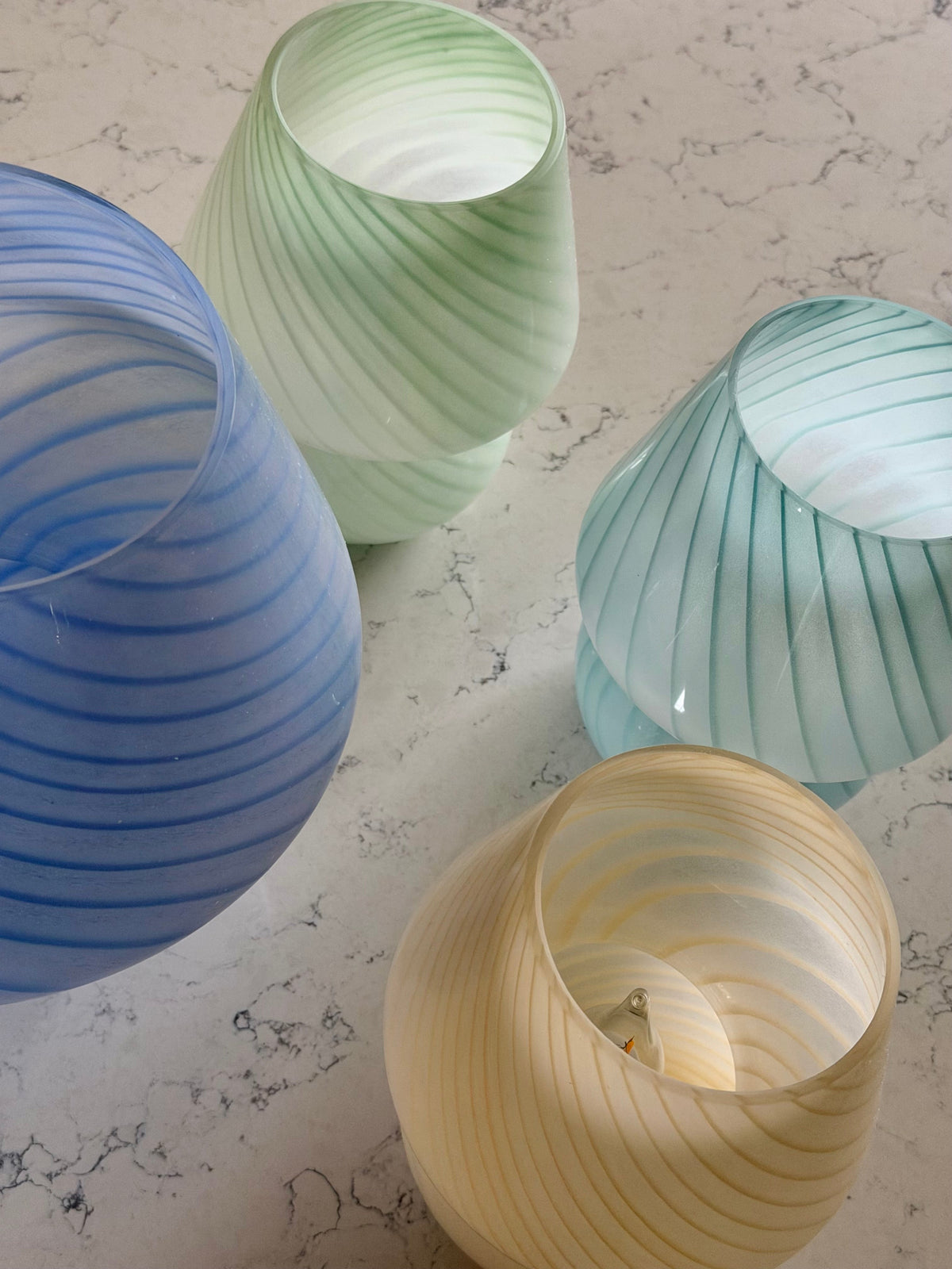 Large Mushroom Glass Lamp In Blue
