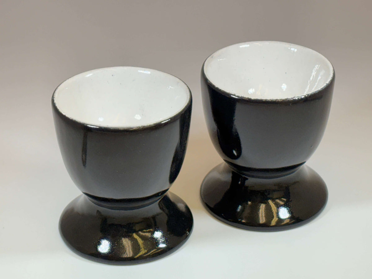 black ceramic egg cups
