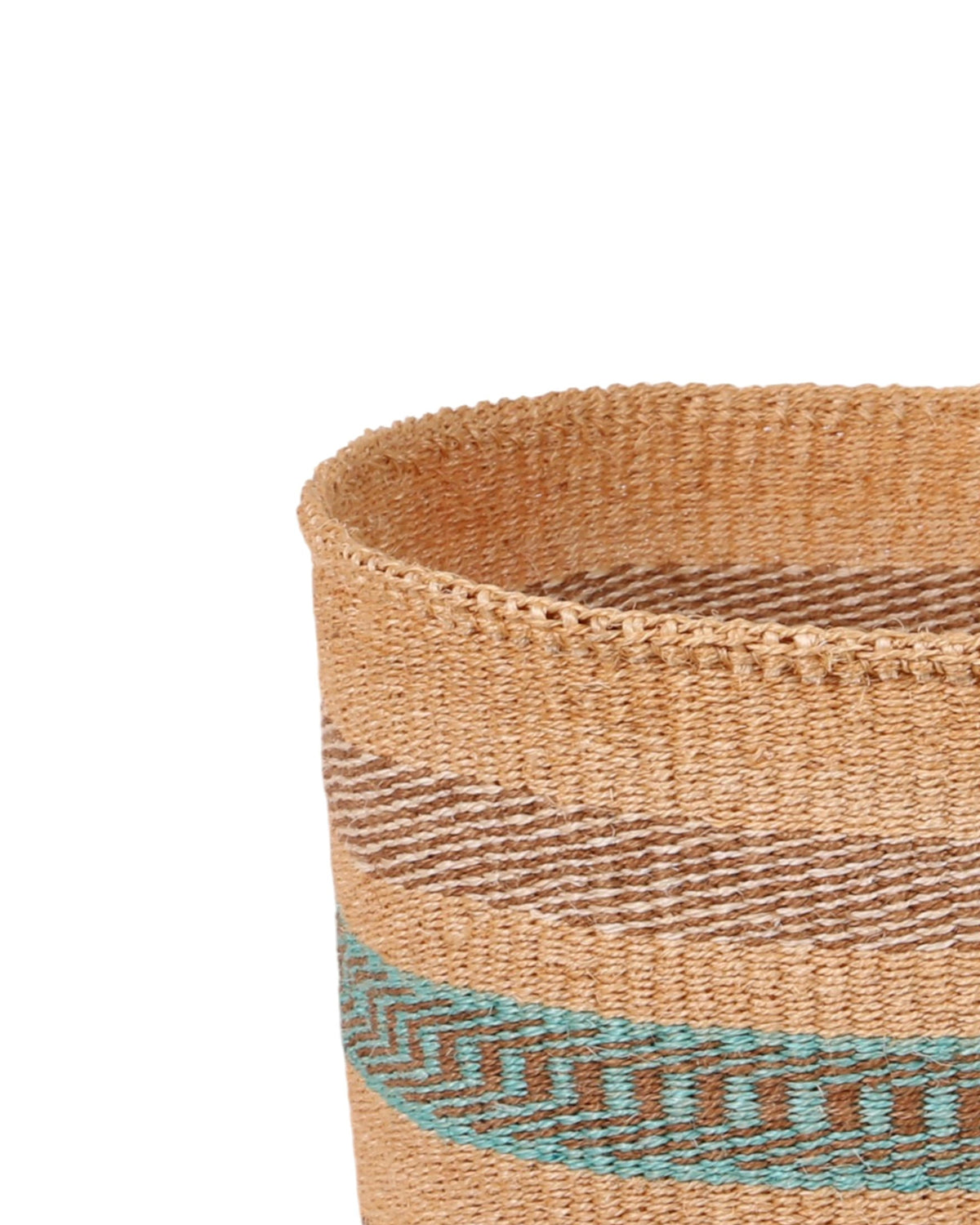 NDEGE:  Natural, Turquoise and Brown Sisal Basket