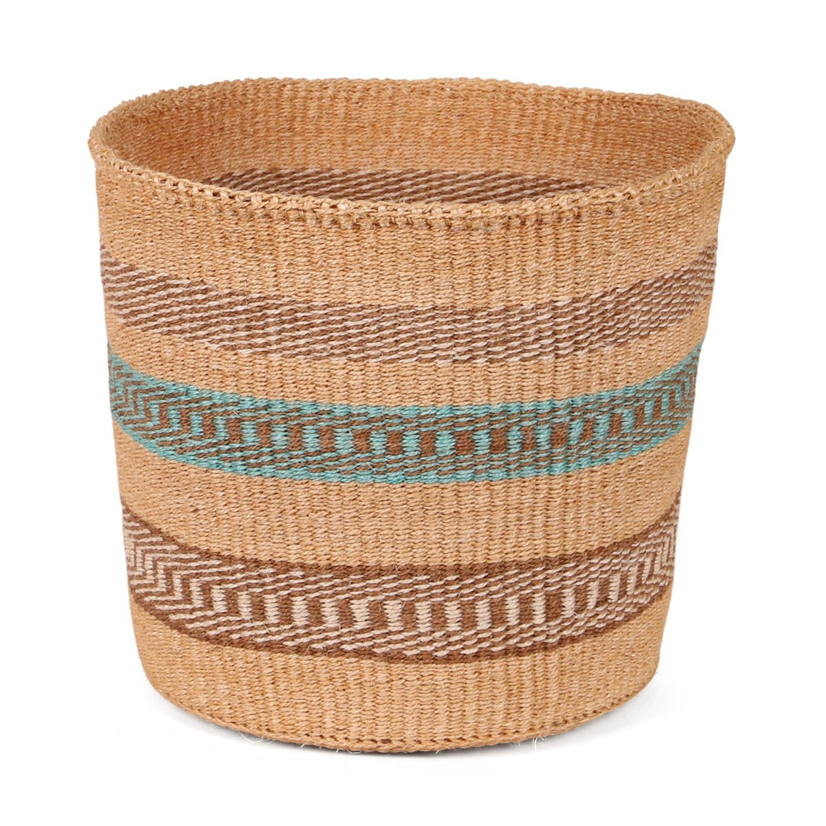 NDEGE:  Natural, Turquoise and Brown Sisal Basket