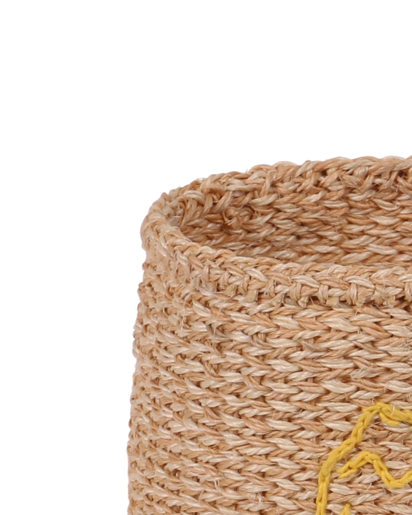 RAFIKI: Shell - Yellow Embroidered Sisal Basket