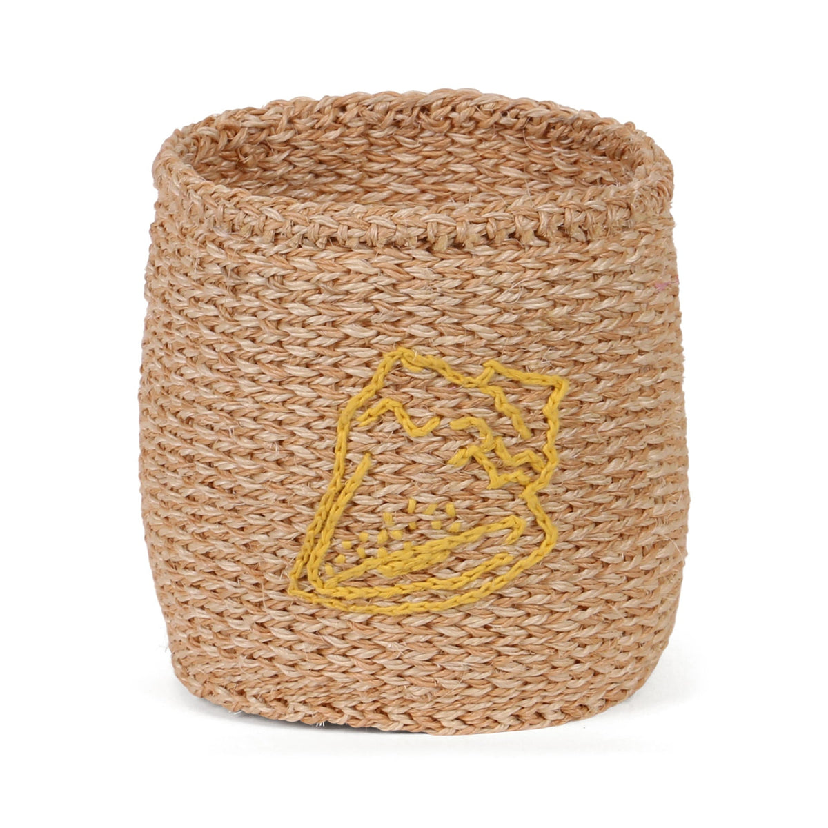 RAFIKI: Shell - Yellow Embroidered Sisal Basket