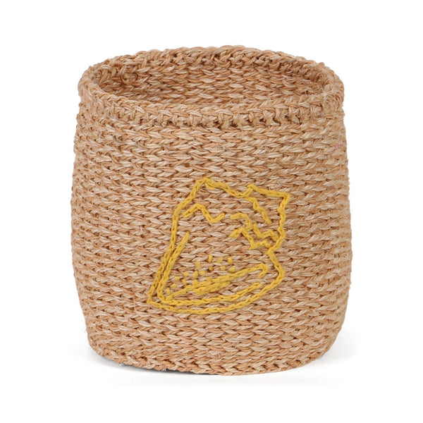 RAFIKI: Shell - Yellow Embroidered Sisal Basket