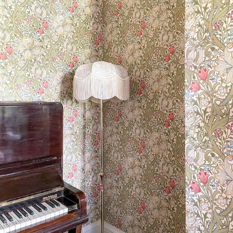 William Morris Strawberry Thief Fringed Lampshade