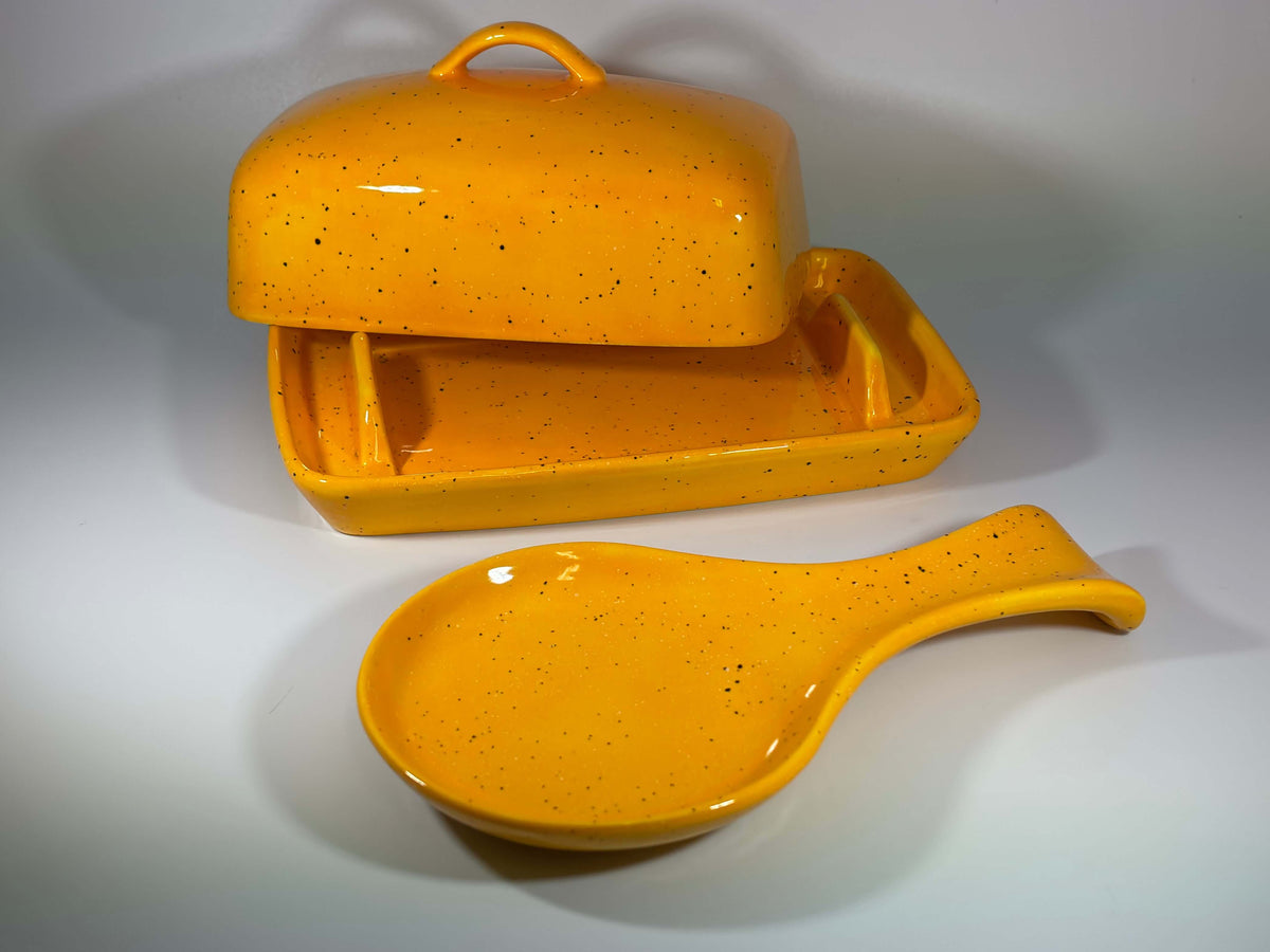 butter dish and spoon rest set