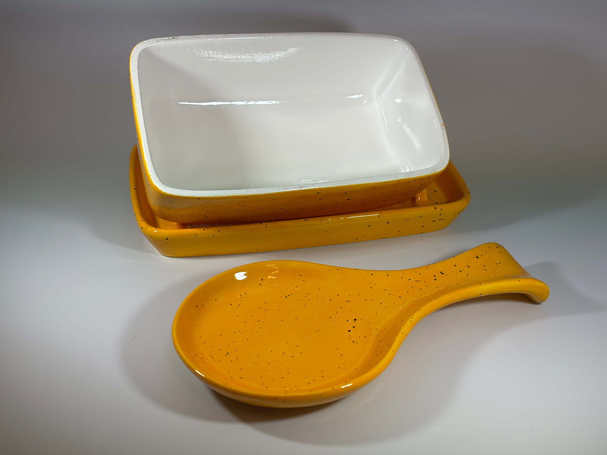butter dish and spoon rest set