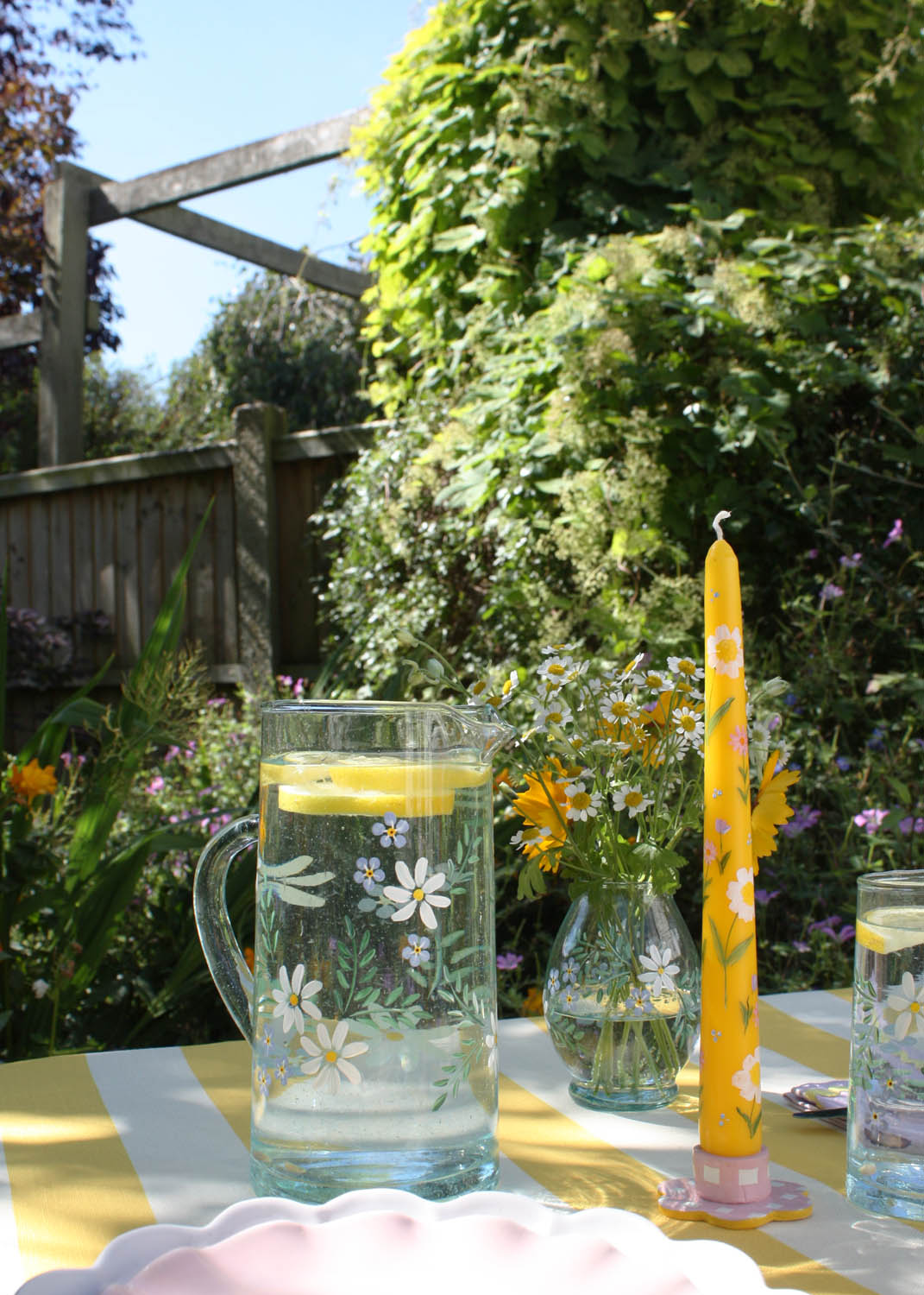 Daisy & Forget Me Nots Recycled Glass Jug