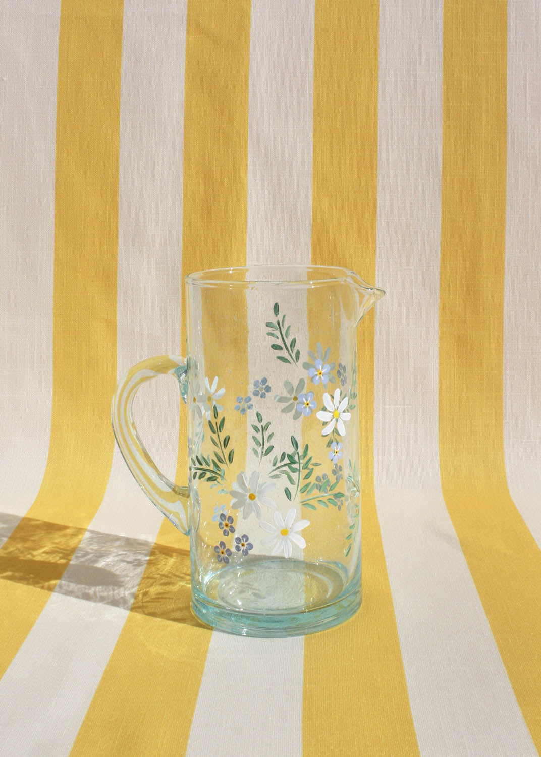 Daisy & Forget Me Nots Recycled Glass Jug