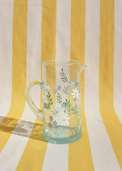 Daisy & Forget Me Nots Recycled Glass Jug