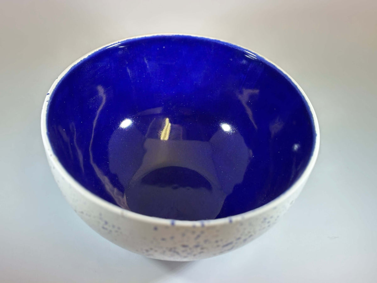 Fruit Bowl and Butter Dish Set - Royal Blue Speckle Glaze