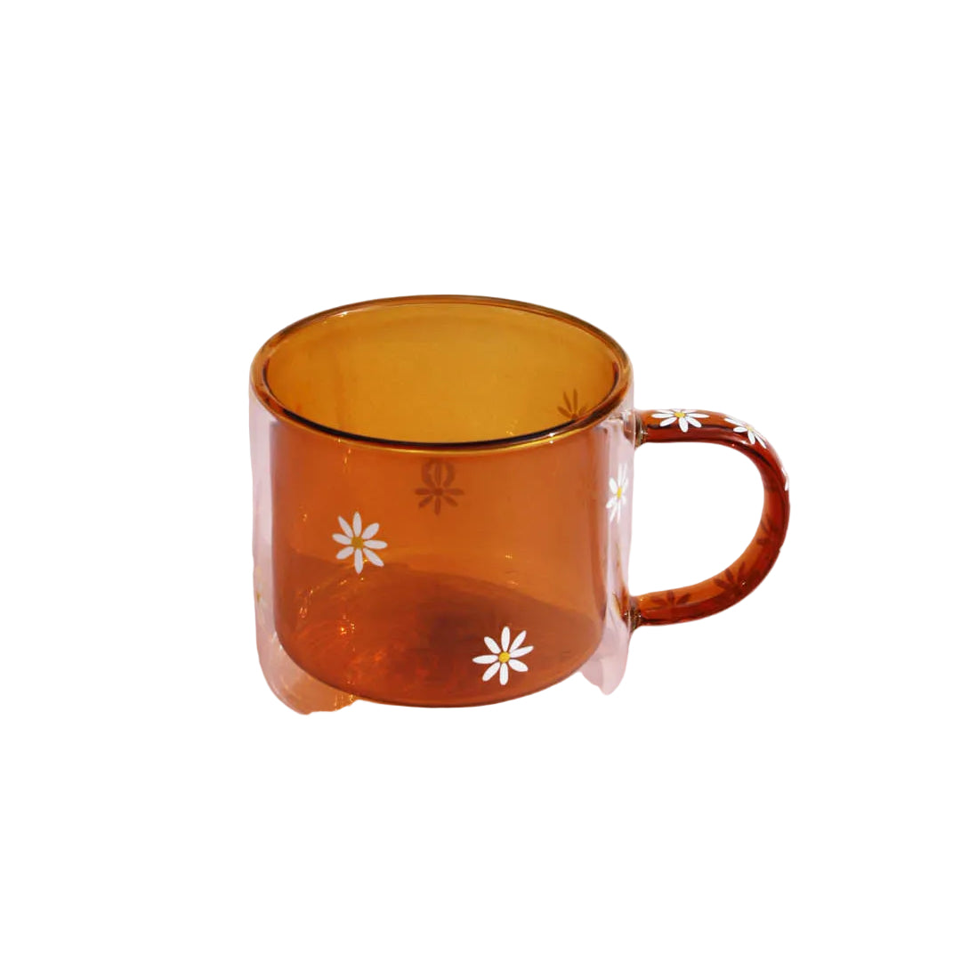 Hand Painted Amber Daisy Mug
