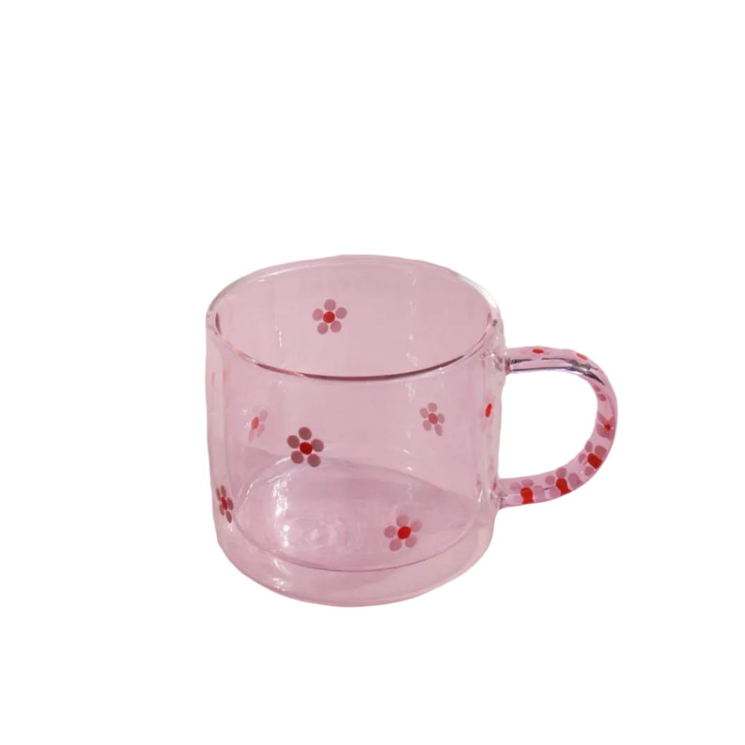 Hand Painted Pink Daisy Dot Mug