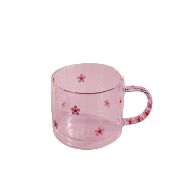 Hand Painted Pink Daisy Dot Mug
