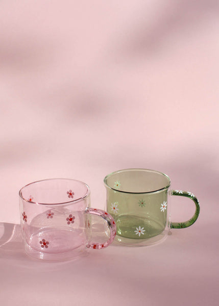 Hand Painted Green Daisy Mug