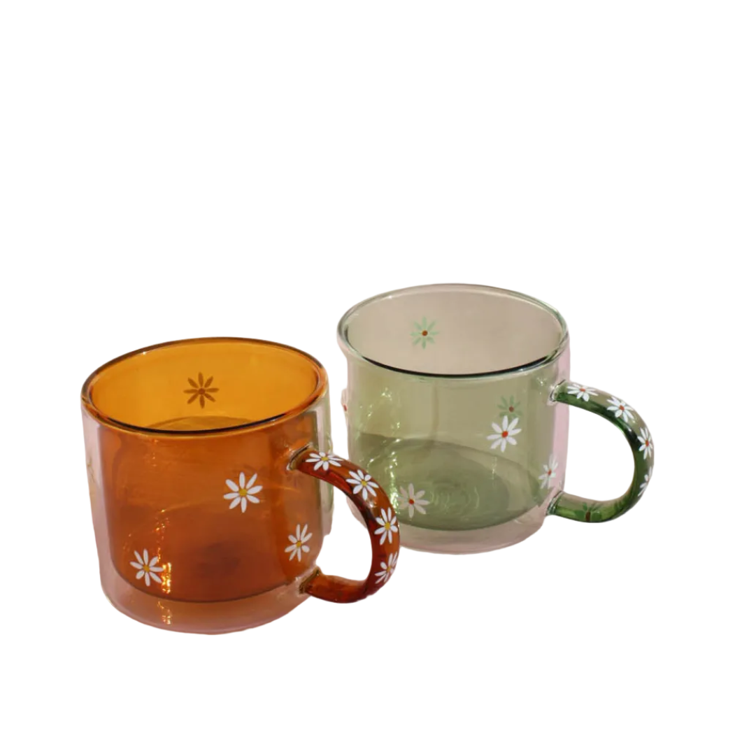 Hand Painted Green Daisy Mug