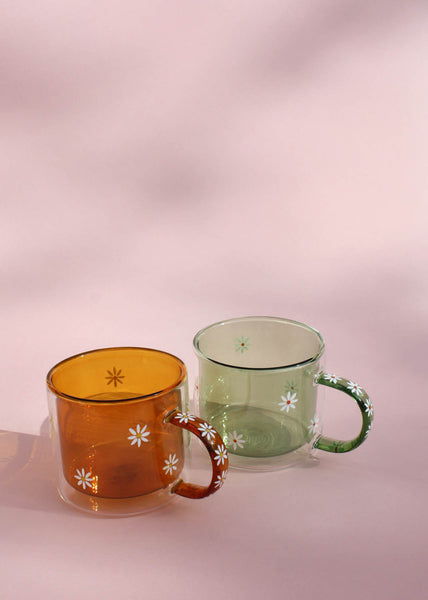 Hand Painted Amber Daisy Mug
