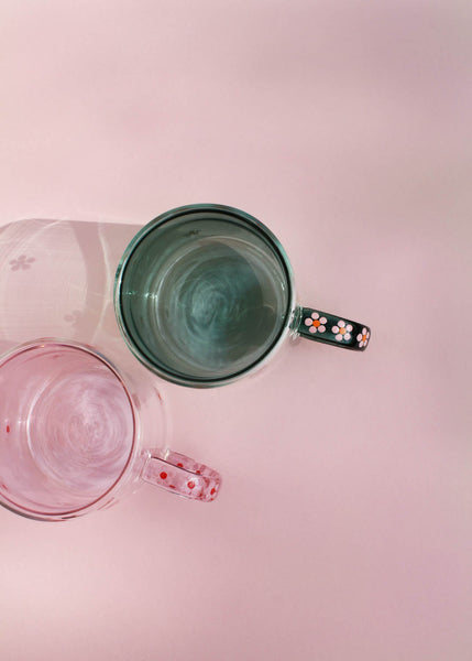 Hand Painted Pink Daisy Dot Mug