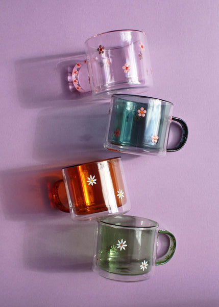 Hand Painted Amber Daisy Mug