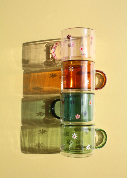 Hand Painted Pink Daisy Dot Mug