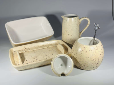 Butter dish sugar bowl and milk jug set