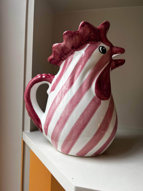 Pink Striped Rooster Carafe