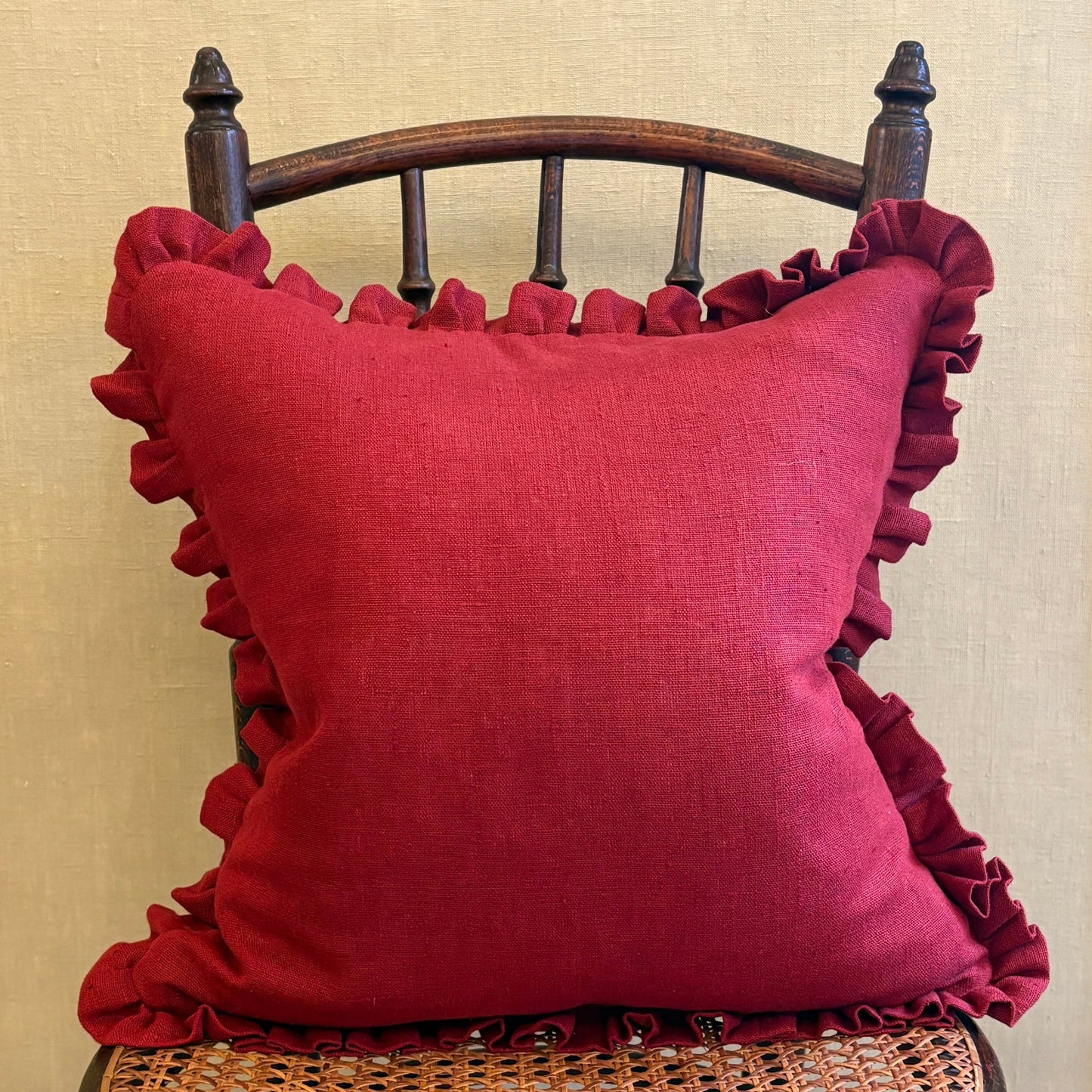 Anniversary Volga Red Cushion with Frill