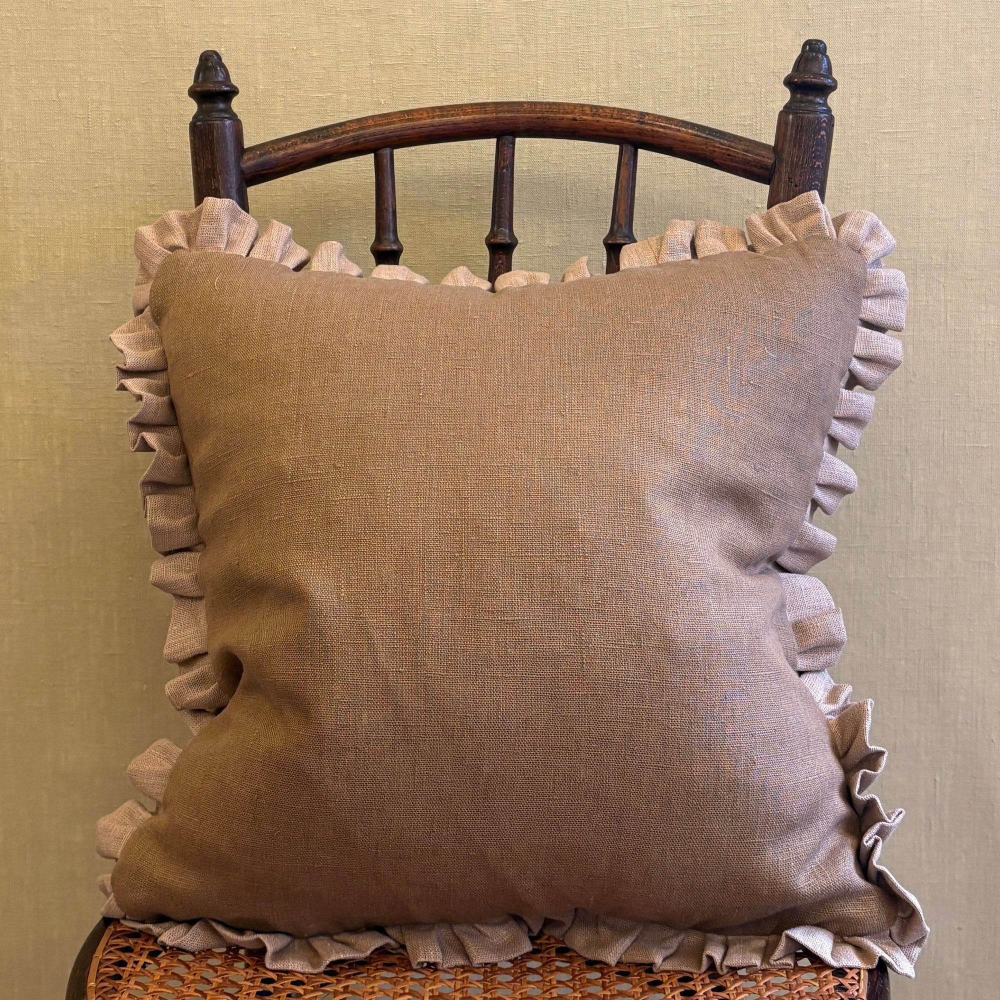 Bronze Cushion with Tawny Gold Frill