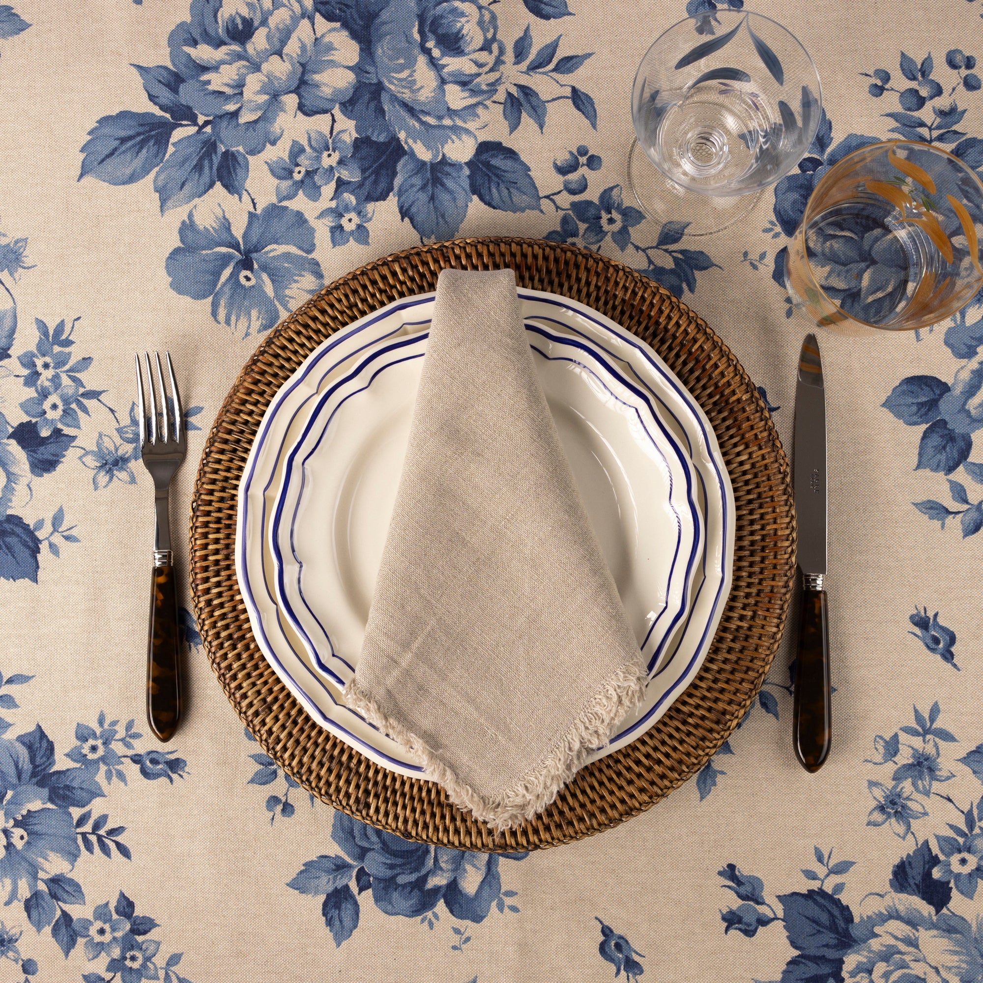 Blue Floral Elise Tablecloth