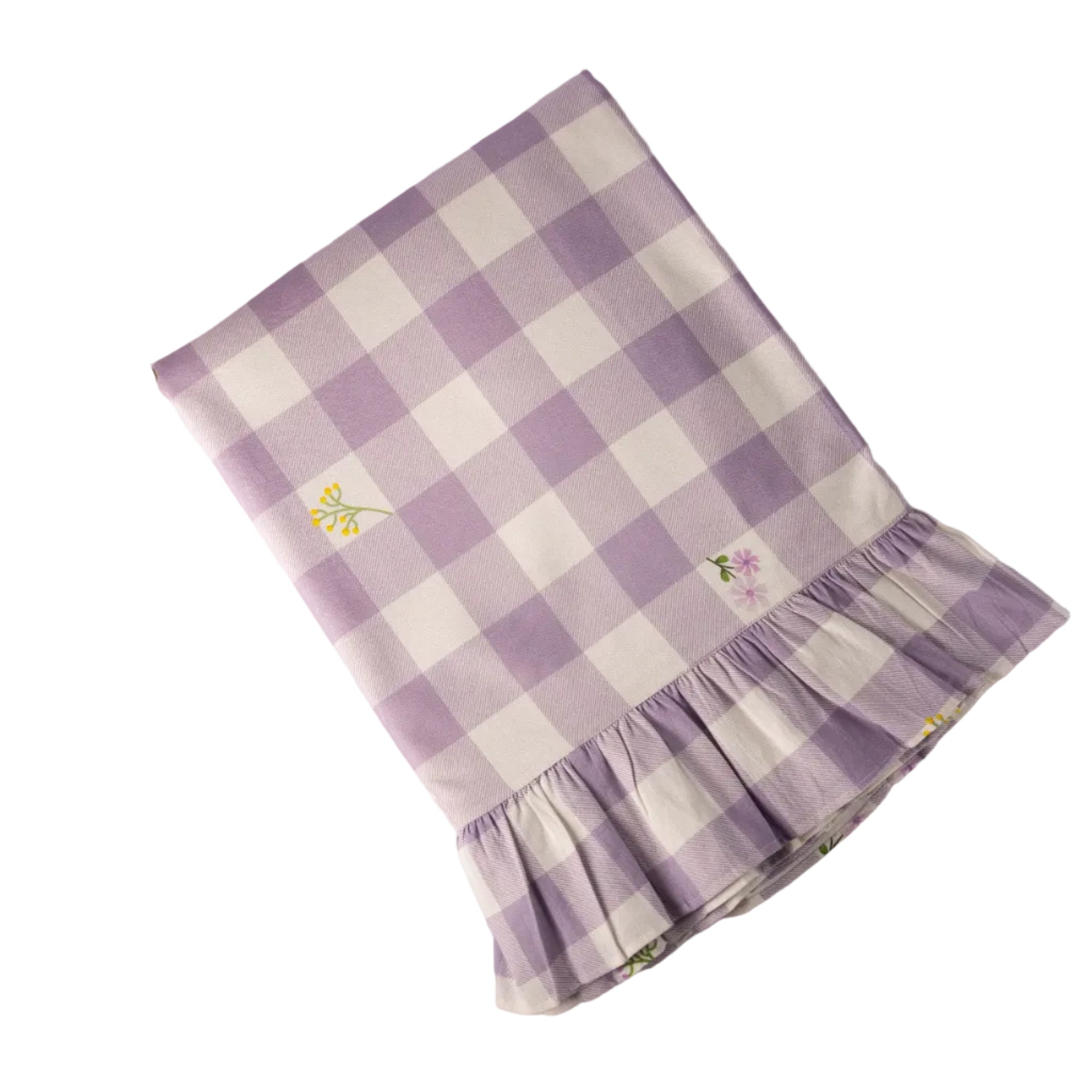 Lilac Floral & Gingham Tablecloth