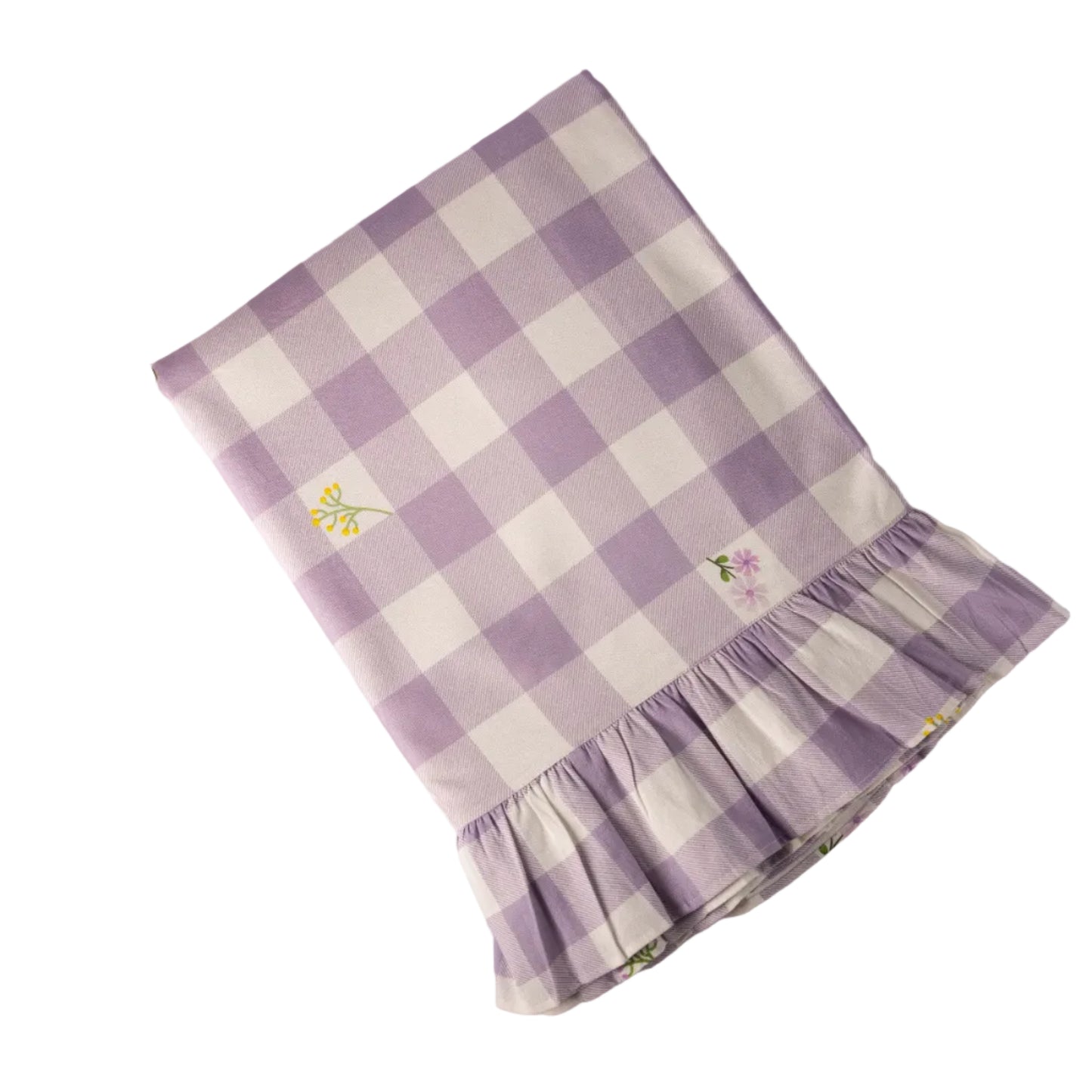 Lilac Floral & Gingham Tablecloth