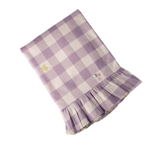 Lilac Floral & Gingham Tablecloth