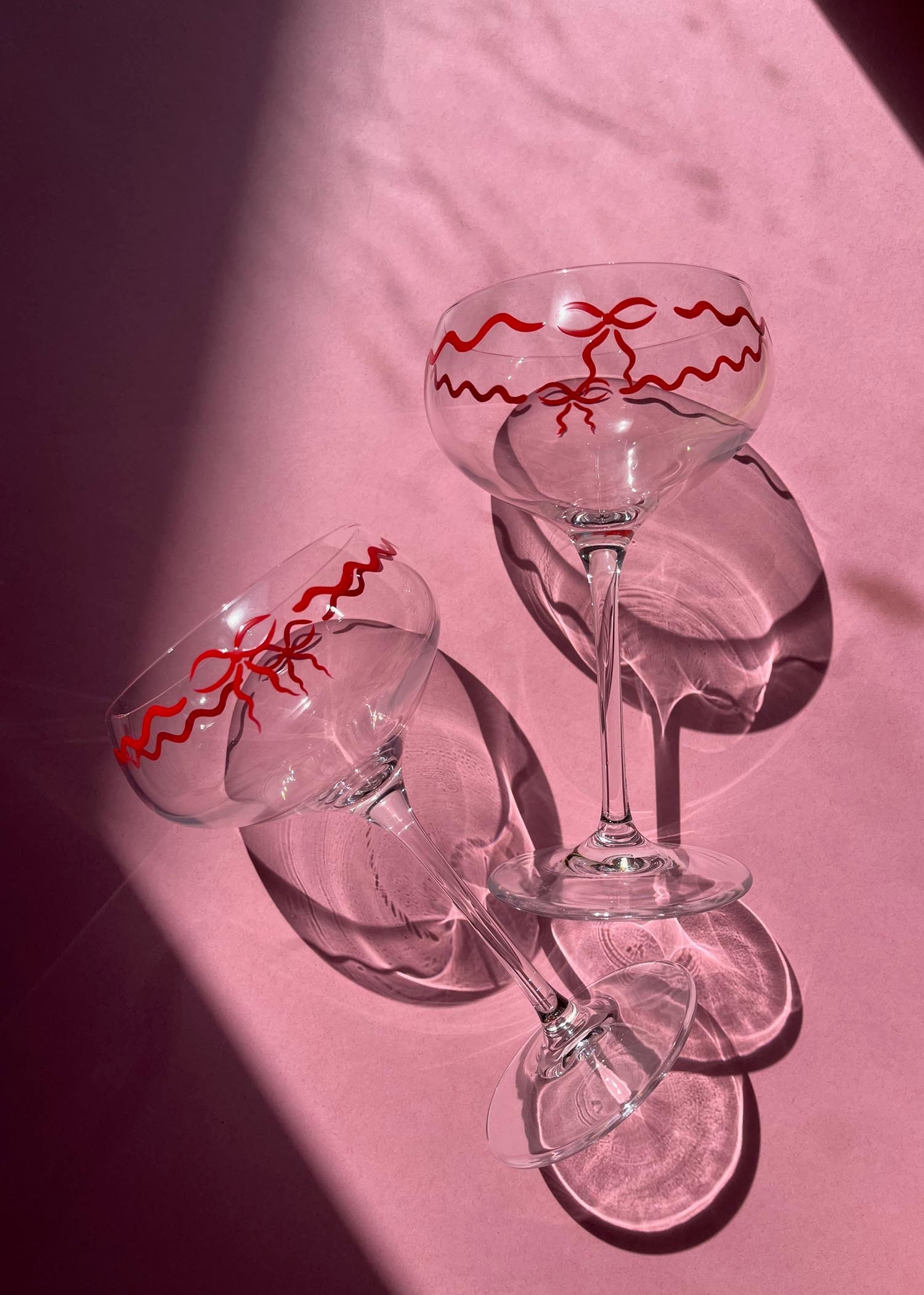 Red Bow Coupe Glasses Pair