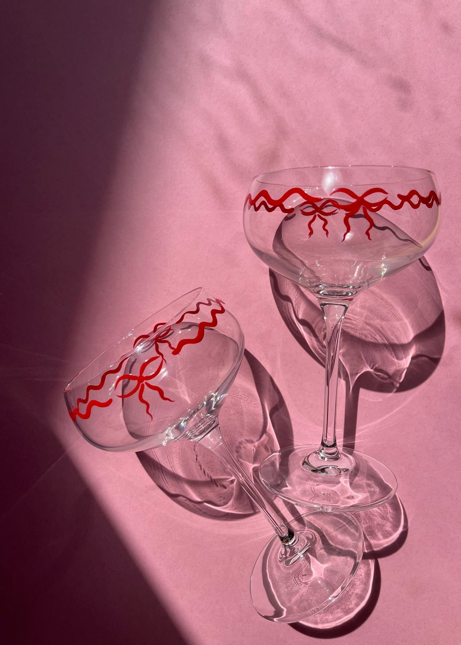 Red Bow Coupe Glasses Pair